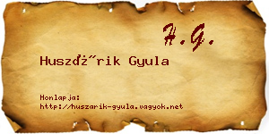 Huszárik Gyula névjegykártya